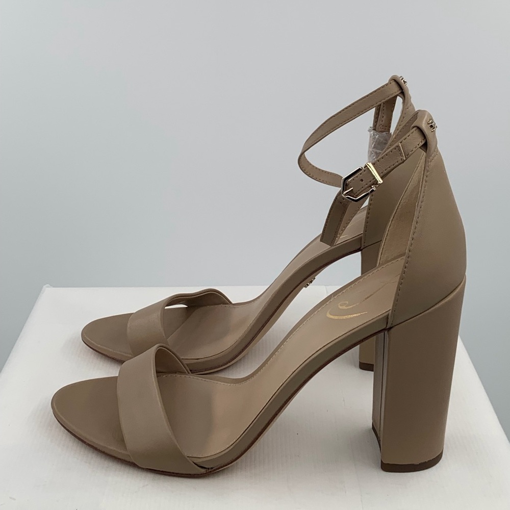 NWT NIB Sam Edelman Yaro Women’s Tan Ankle Strap Block Heels Sandals - Picture 7 of 12